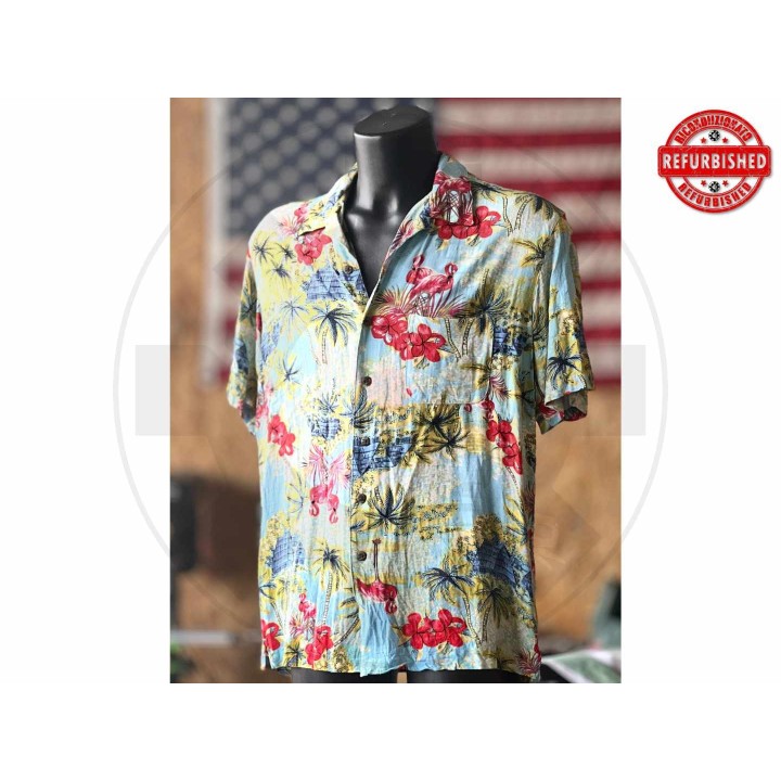 Camicia hawaiana fenicotteri tropicale L USATO