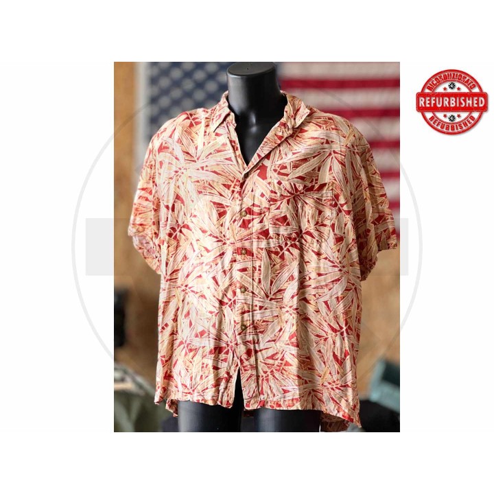 Camicia hawaiana foglie arancio beige XL USATO