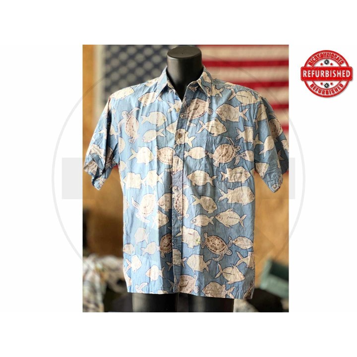Camicia hawaiana pesci e tartarughe L USATO