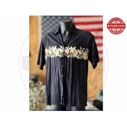 Camicia hawaiana nera floreale L USATO