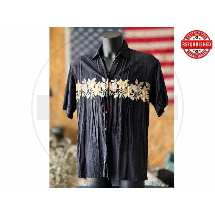 Camicia hawaiana nera floreale L USATO