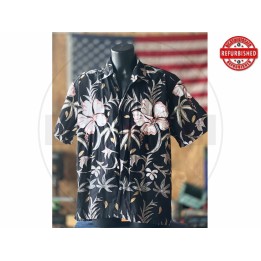 Camicia hawaiana nera floreale XXL USATO