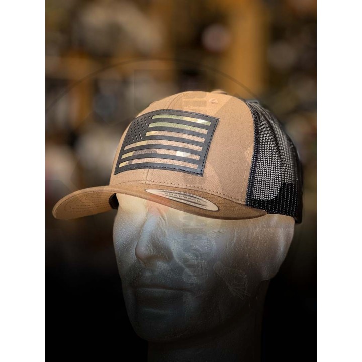 Baseball cap USA FLAG Trucker Coyote/Black